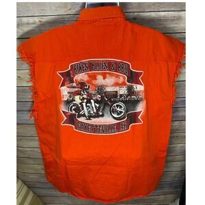 BIKES BLUES AND BBQ — XL Fayetteville AR Razorback Orange Biker Vest